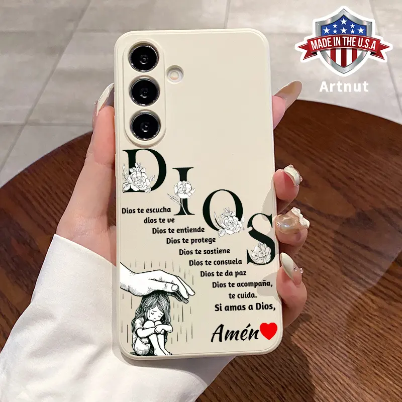 Case Compatible with Galaxy S24 Plus S25 S23 S22 Ultra S22+ Dios Te Escucha Patterned All Coverage Armor Lens Protection Ultra Thin Back Cover Gift for Girl