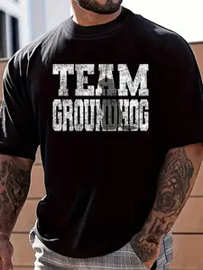 100% Cotton Team Groundhog- Vintage Matching Groundhog Day Design T-Shirt Women's Men's Graphic Tee Crew Neck summer vacation Tops