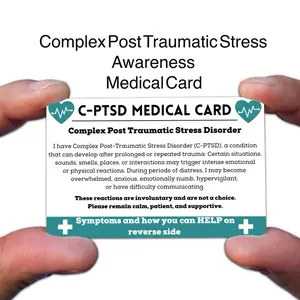C-PTSD Medical ID Card, Complex Post Traumatic Stress Disorder Identification Card with Support for Medical Emergency Situations