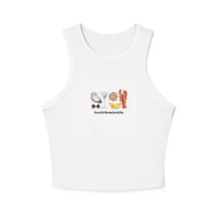 Custom Bachelorette Crop Tank – Ribbed Racerback Shirt with Martini & Lobster Design, Bride & Bridesmaid Gift, Coastal Party Top or Beach Favor