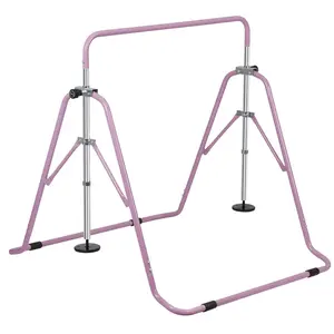 SUPERDEAL Gymnastics Bar Foldable Steel Training Bar with Rubber Pads and Slip Resistant Stoppers