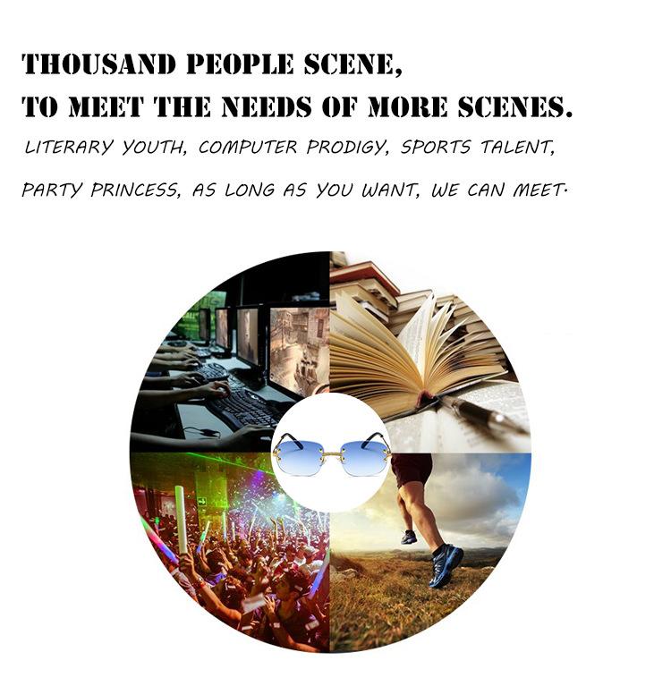 Metal frameless trimmed oval sunglasses, European and American retro fashion, high-end ins-style sunglasses