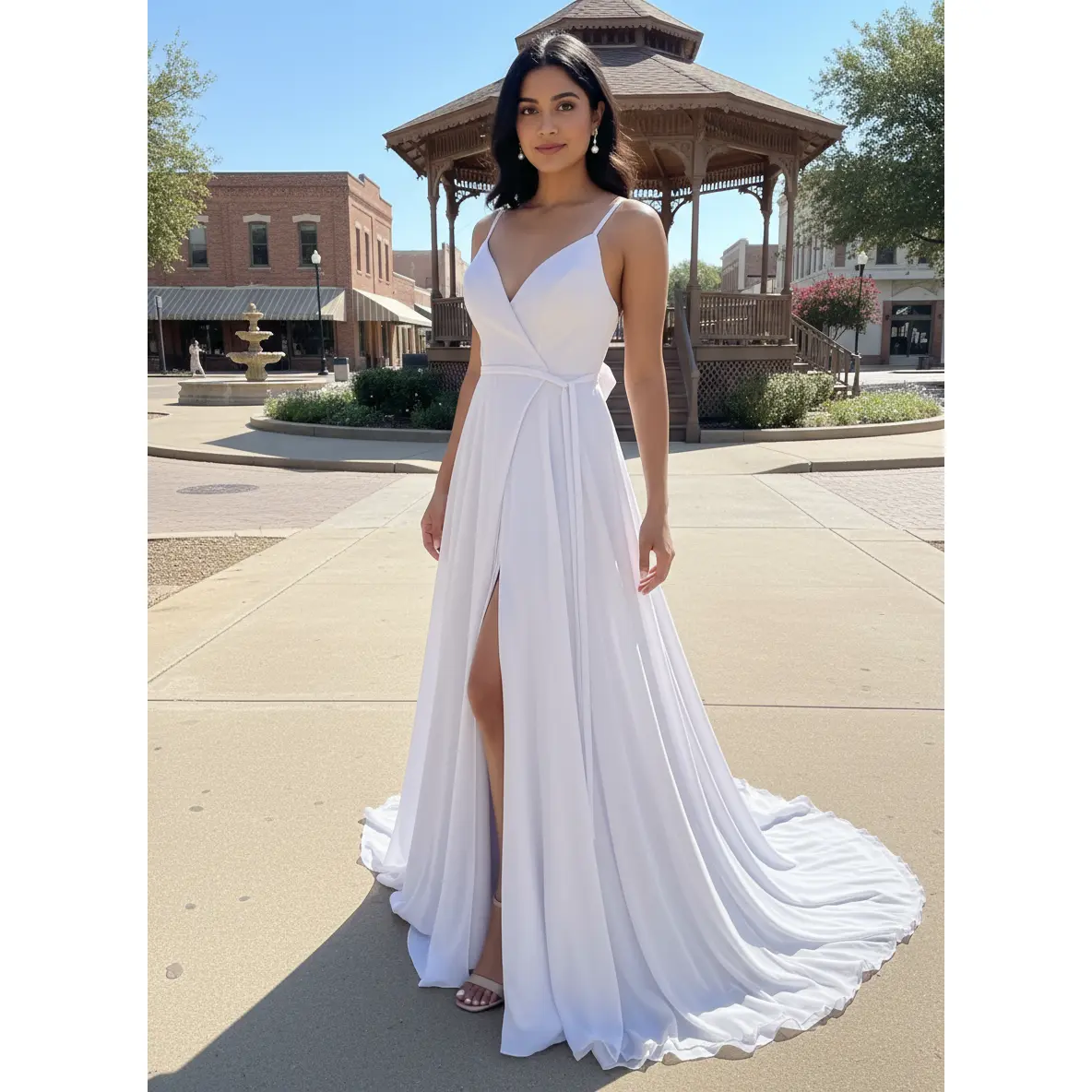 Elise True Wrap Wedding Dress with Slit