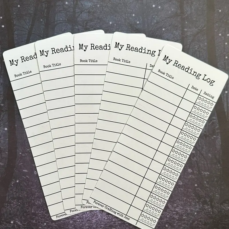 Reading log single sided bookmark 5 pack