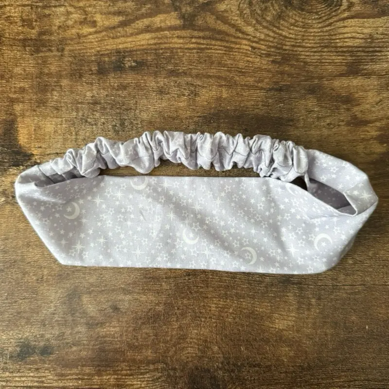 Lilac Grey Stars & Moons Fabric Headband