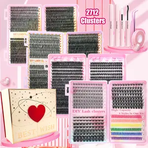 Perfect Gift Set for Eyelash Enthusiasts, Includes Make-up Tools for DIY at Home, 4 High-Capacity Eyelash Books, 2 Glues, 1 Tweezer & one Eyelash Extension Tape for Various Make-up Styles, Eyelash Extensions Kit