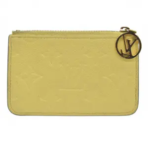 Pre-owned Louis Vuitton canvas Small Leather Goods Monogram Empreinte Leather Zipped Romy Card Holder Yellow