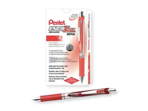 Pentel Gel Pen Retractable Metal Tip .7mm 12/BX Red Barrel/Ink BL77BDZ