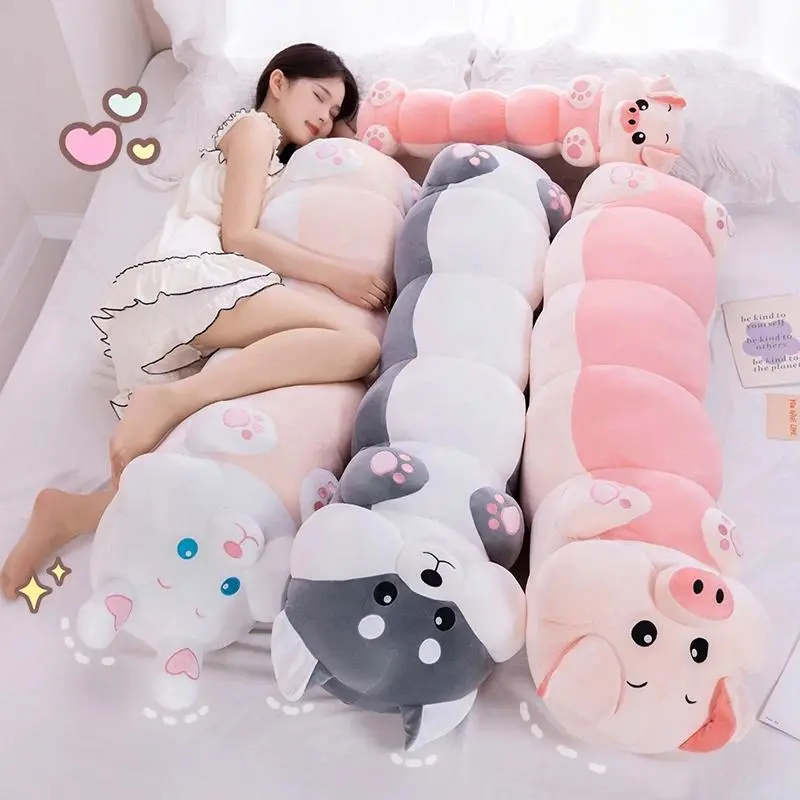 80/100cm Lovely Soft Colorful   Caterpillar Plush Toy Pillow Kids Children Stuffed Plush Toys Soft Doll Birthday Gift