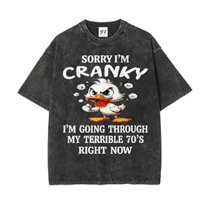 Funny 70s Duck Graphic Washed Cotton, 100% Cotton Casual Crew Neck Outfit, Unisex Couple Fashion Top, Cute Retro Style, Best Valentine’s Day Gift For Him Her, Perfect Gift For Boyfriend Girlfriend Husband Wife