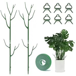 YHPUOUE Stackable Plant Support Stakes 28inch for Indoor & Outdoor Plants with Extension Poles Clips & Ties for Monstera Climbing Plants Garden Modern