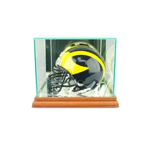 Perfect Cases  Mini Football Helmet Display Case- Walnut