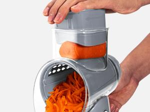 SUSTEAS Rotary Food Grater with Handle, Comes with 5 Well-Designed Blades and Strong Suction Cup Base, Comes with 1 Blade Storage Box Kitchen Vegetable Cutting Slicer Vegetable Cutter Utensils Green