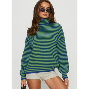 Lancelot Turtle Neck Oversized Jumper Green Stripe