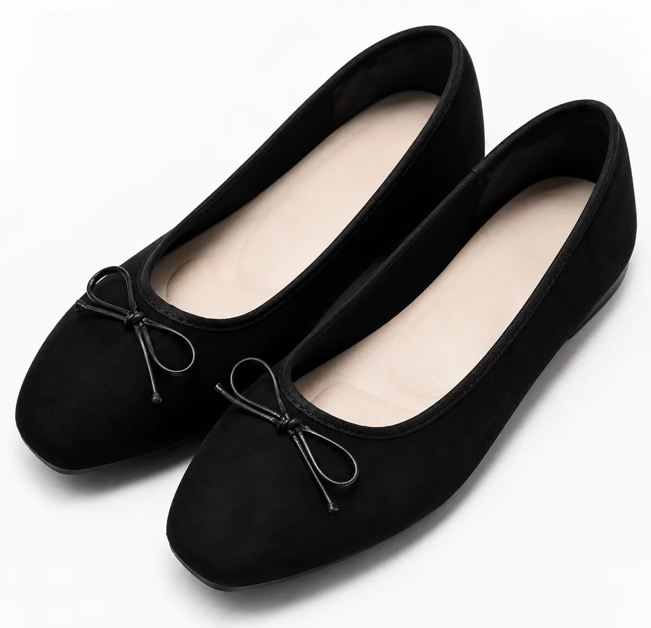 Women's Round Toe Ballet Flats with Bow, Comfortable Dressy Slip-On Shoes with Arch Support, Classic Casual Flats for Work & Everyday Wear
