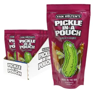 Van Holten's Pickles Jumbo Kosher Garlic Pickle-In-A-Pouch 12 Pack Made in the USA Crispy Veggie Snacks Perfect for Any Occasion Cucumbers Crunchy