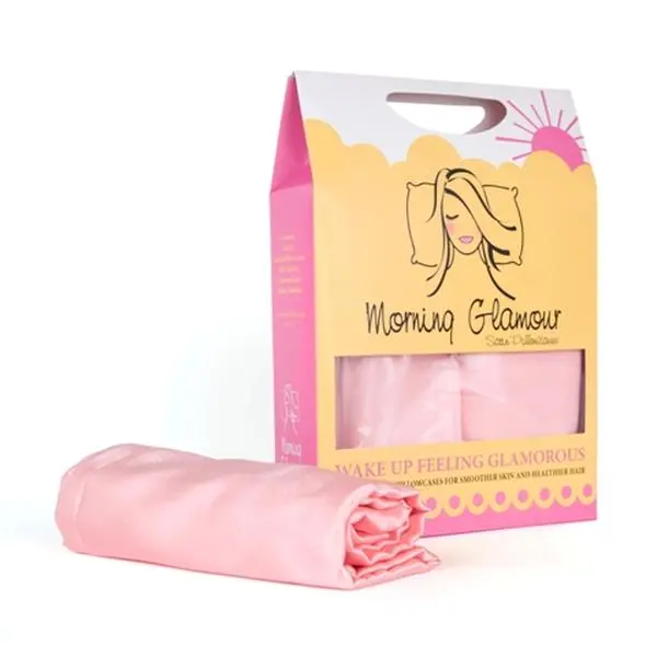 212 MAIN Queen Size Silky Smooth Satin Charmeuse Polyester Pillowcases - 2-Pack, Machine Washable, Helps Reduce Frizz, Stay-Put Pocket Flap, Pink, Vegan & Cruelty-Free, Morning Glamour Signature Box Set for Dog & Cat Beds