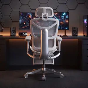 WELAX S9 Pro Ergonomic Mesh Office Chair with Footrest & 6D Adjustable Armrests Lumbar Support Desk Chair Comfy, Seat Depth & Height Adjustable Reclining Home Computer Chair for Gaming, White