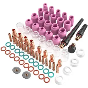 80pcs TIG Accessories, Alumina Nozzle & Cups, Stubby Gas Lens, Collet Body, for WP-17/18/26 Kit