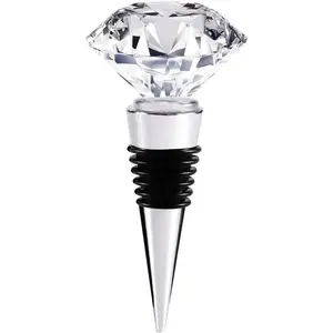 Decorative Crystal Wine and Beverage Bottle Stopper for Wine,Made of Zinc Alloy and Glass,Reusable Plug with Gift Box (1pcs Crystal)
