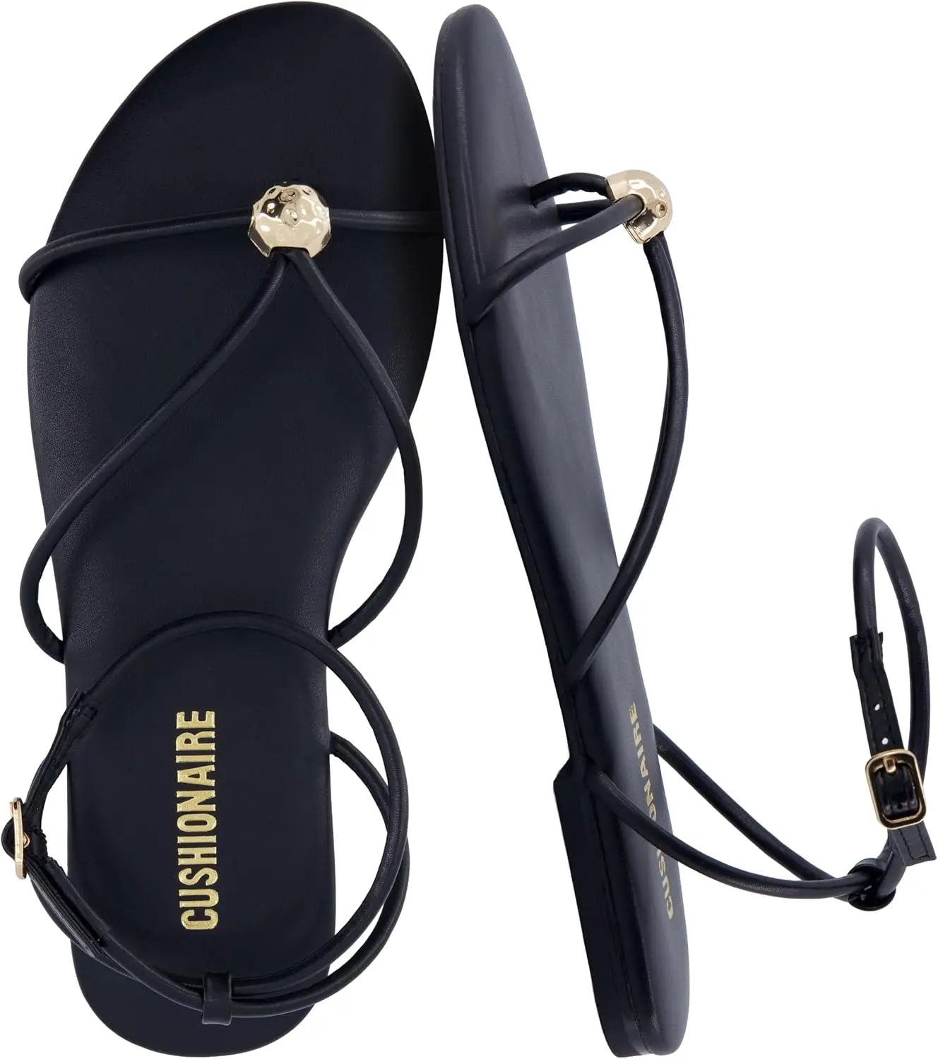 Tory Strappy Flat Sandals for Women, Toe Ring Sandals with Adjustable Buckle Ankle Strap, Wrap Style