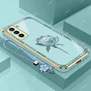 Suitable for [Galaxy S21 Fe 5g]phone case，affordable price,free beautiful four-leaf clover lanyard，exquisite and simple,High-end styles，drop-proof and fingerprint-resistant 995