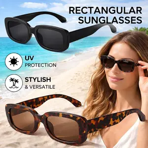 Retro Rectangle Sunglasses for Women – 90's Vintage Narrow Square Frame, UV400 Protection Driving Glasses, Y2K Aesthetic Sun Glasses for Beach Outfits Daily Wear