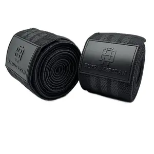 BUFF AMERICAN Knee Wraps (Pair) With Strap for Squats, Weightlifting, Powerlifting, Leg Press, and Cross Training - Flexible 72" Knee Wraps for Squatting.