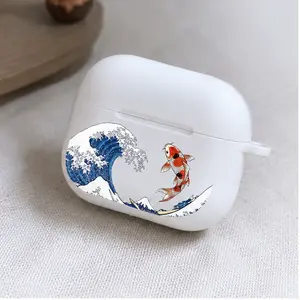 Koi Leaps Wave Pattern Protective AirPods, Case Cover for AirPods 1 2 3 4 & AirPods Pro 1 2 3