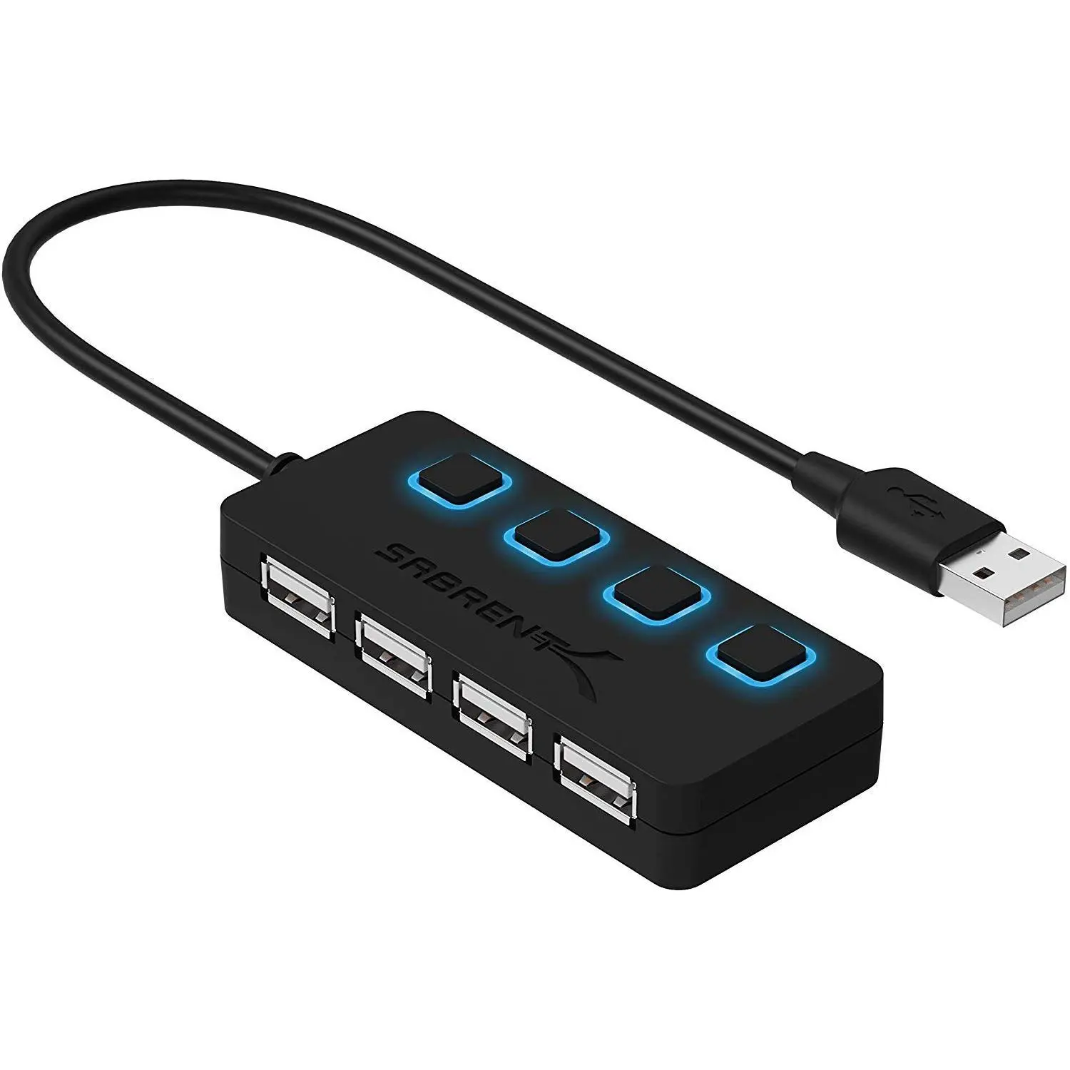 Sabrent 4-Port USB 2.0 Data Hub for Mac and PC with Individual LED Power Switches