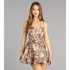 Karla Leopard Floral A-Line Mini Dress
