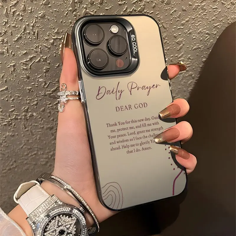 Daily Prayer Christian Quote Aesthetic Pattern,Trendy Phone Case,Anti-Scratch Stylish Smartphone cover for Christian,for iPhone 16 15 14 13 12 11 17 Pro Max,and for Samsung Series,Protective Phone Case,gift for him for her