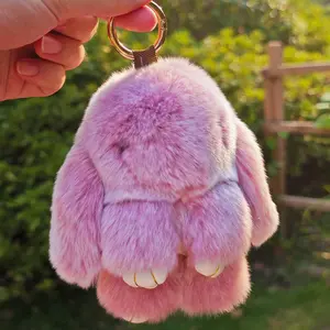 【Bunny& Friends】Handmade Fluffy Bunny PomPom Keychain with Tin Box – Cute，Soft Gift for Valentine’s Day & Easter, Perfect Charm for Bags, Phones，Cars