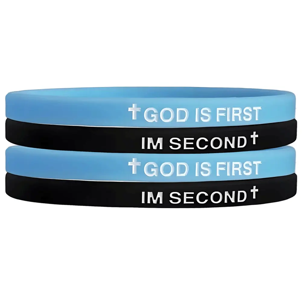 Women's 4-Pack Beaded Stretch Bracelet Wristband Stacks, Inspirational Christian Bracelet, God Is First I'm Second Faith Jewelry, Inspirational Bracelet
