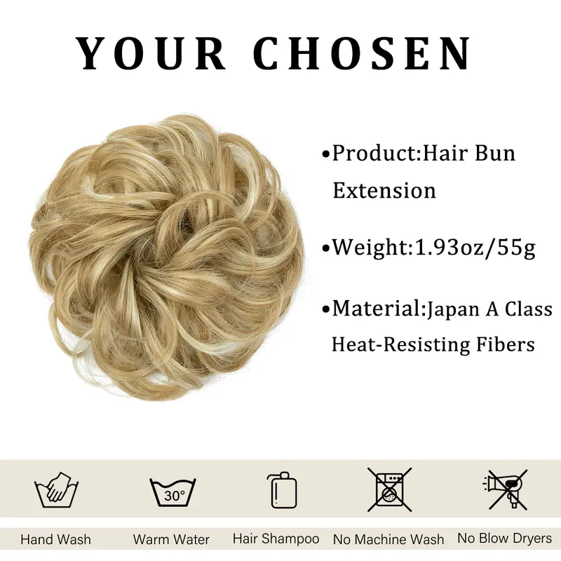 IOVOIMMSL 2 Pack Large Messy Bun Hair Piece Wavy Curly Scrunchies Synthetic Chignon Ponytail Extensions Thick Updo Hairpieces for Women Dirty Blonde