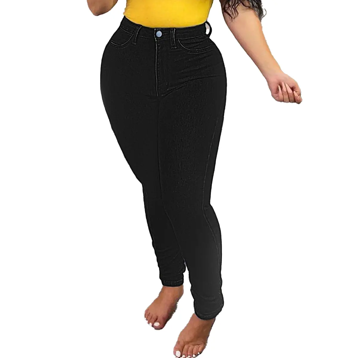 Women's High-Waist Skinny Jeans, Body-Sculpting Stretch Denim with Tummy Control Compression and Butt-Lifting Fit for Minimalist Outfits & Bodysuits, Polyester, Fabric, Blouses, Seamless, Bottom, Cotton, Slim, Basic, Comfortable, Pants, Style, All Seasons