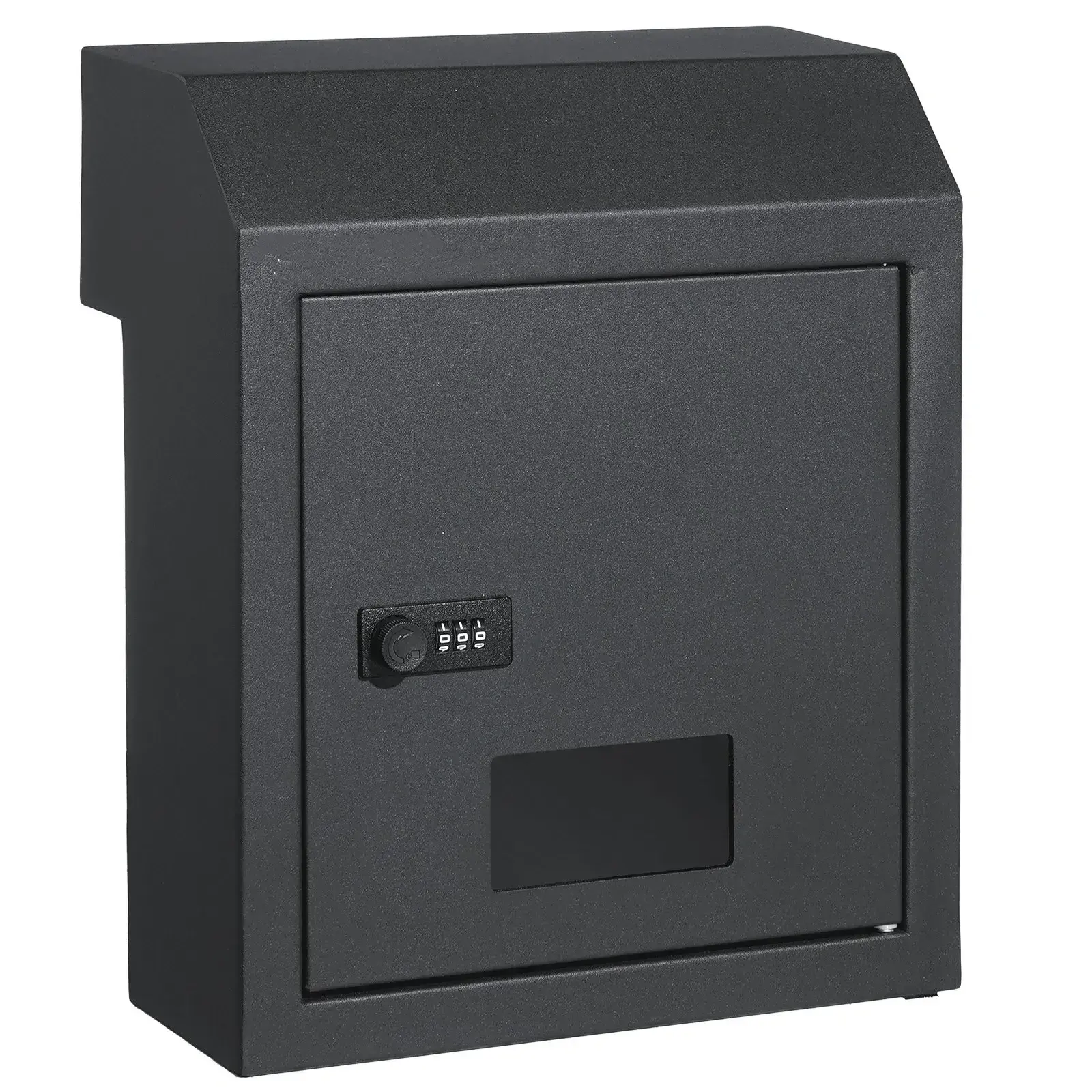 Dark Gray/Black 12-in Sturdy Metal Key Locker with Combo Lock, Wall-Mountable Door Letterbox for Mail and Key Storage