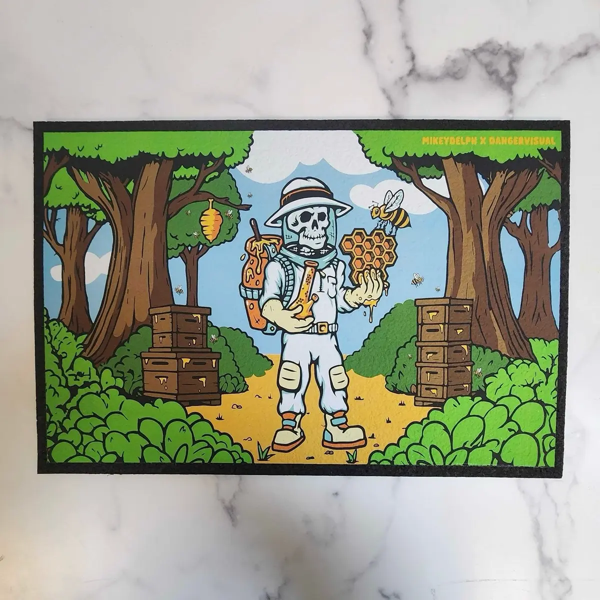 Mikeydelph "Bees in the trap" moodmat collab sesh mat 12 x 18 inches
