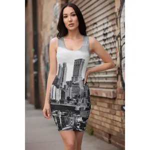 New York Bodycon Dress | Cityscape Skyline Print