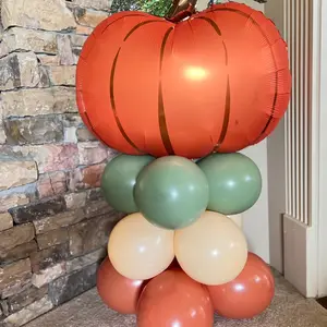 Pumpkin Balloon Tower | Green and Orange Pumpkin Balloons | Green Little Pumpkin Baby Shower | Fall in Love Bridal Shower | Our Little Pumpkin is One | A Little Pumpkin is on the Way Gender Reveal Balloons