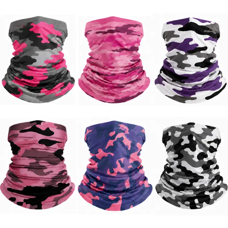 Yeomoo 6Pcs Women Neck Gaiter, UV Protection and Breathable Face Mask, Multi Use Perfect for Women Blue Collar, Cycling, Hiking, Outdoor Work, Outdoor Activities and Halloween, Sun Protection Balaclava & Sun Visor Cap