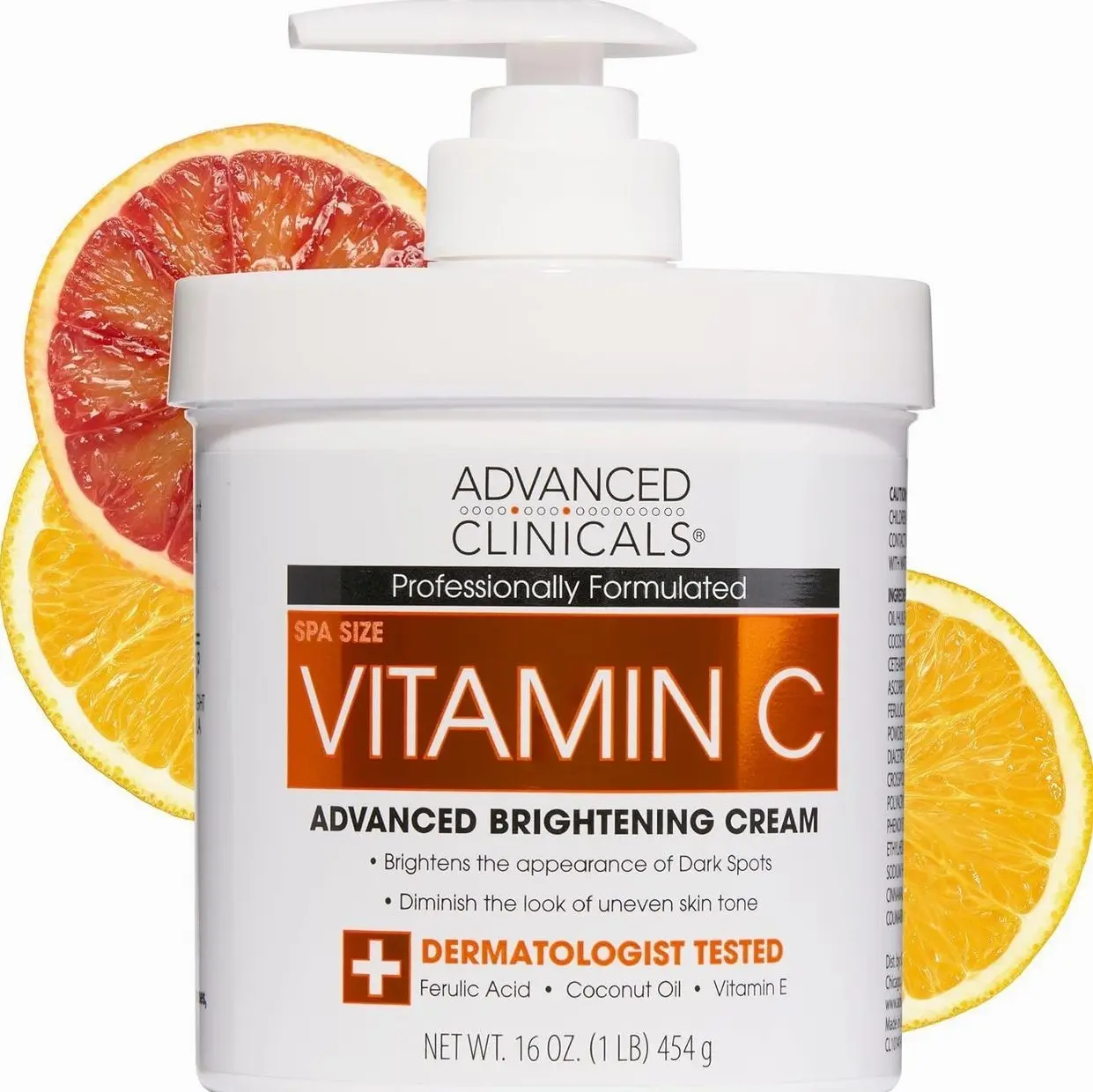 Advanced Clinicals Vitamin C Cream Visibly Brightening Body Lotion | Vitamin C Moisturizer Skin Care Body Cream For Women & Men Helps Visibly Improve Look Of Dark Spots & Uneven Skin Tone, 16 Ounce