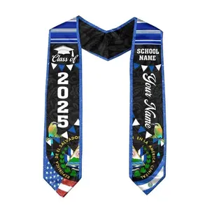 El Salvador Graduation Stole 2025, Custom Salvadoran Flag Sash with Name
