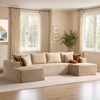 135" Beige U Shaped with 2*Chaise