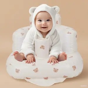 Inflatable Baby Seat with Harness for Babies, Baby Floor Chair for Sitting Up,Blow Up Baby Chair with Built in Air Pump