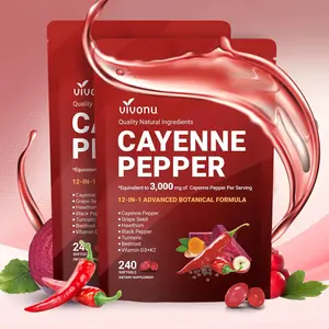 （Flash Sale 2-pack） Cayenne Pepper Softgels Supplement, Supports Leg Vein, Heart and Blood Vessel Health, with Vitamin E D3+K2 and Extracts of Grape Seed, Hawthorn, Beetroot and Others (240 Softge /1 Bag) SummerVibes