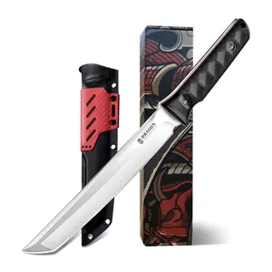 【February Faves】Dragon Creek Outdoor Knives - Full Tang  with Sheath, G10 Handle for Camping (Red)