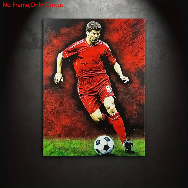 1 piece/set frameless canvas painting print poster, classic abstract style art, Steven Gerrard, a perfect gift for football culture enthusiasts, ideal gift for bedroom, living room, dorm hallway, kitchen, mural, wall decoration, room decoration