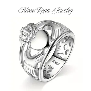 S925 Mother's Day Sterling Silver Romantic Ring, Hollowed-out Heart Shaped Crown Design, Fashion and Exquisite Style, Elegant and Cute Ring, Perfect for Giving to Girls, Women, Daughter as Birthday and love Gifts