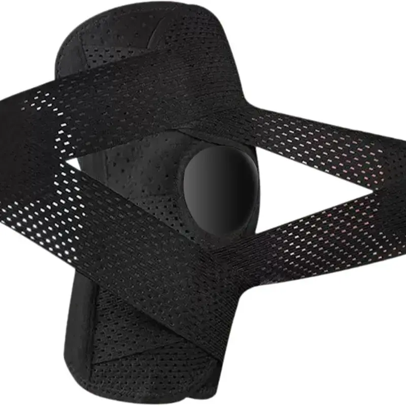 Lightweight Polyester Knee Brace - Sports Compression Patella Belt with Side Stabilizers, 4 Springs, 2 Sponge Pads, Open-Patella Design, Adjustable Velcro Straps for Joint Pain, Arthritis, Meniscus Tear